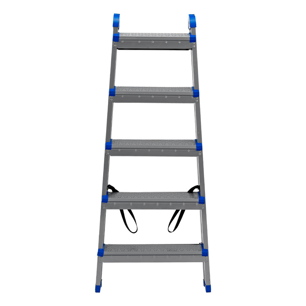 Стремянка двухсторонняя 5 ступеней, сталь профиль, стальные ступени, Сибртех (97985)