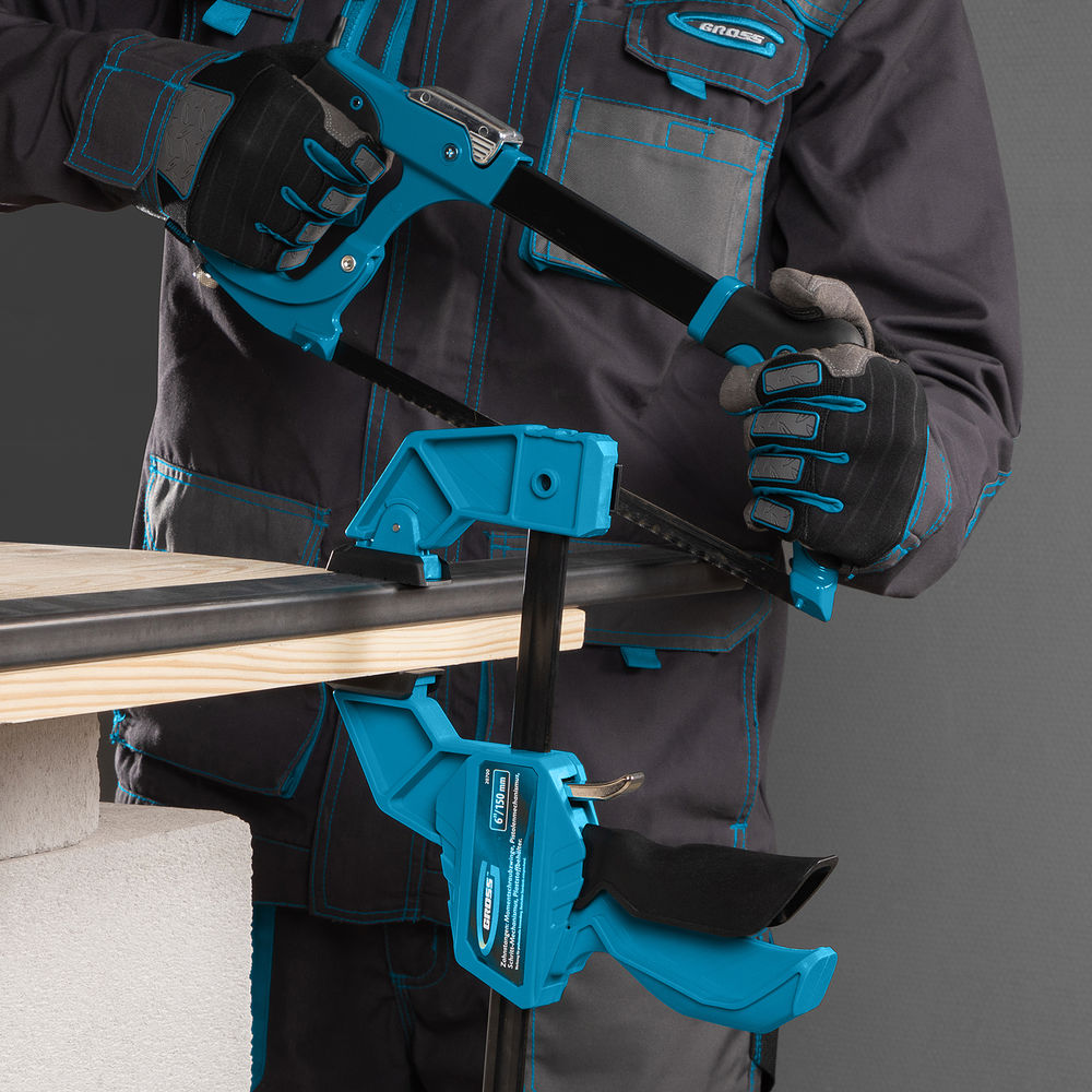 Струбцина реечная, быстрозажимная, пистолетного типа, пошаговый механизм, пластиковый корпус, 150 мм Gross (20700)