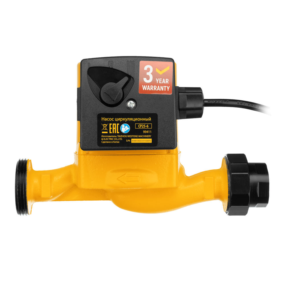 Циркуляционный насос CP25-6, напор 6 м, 50 л/мин, 1 м кабель, монт. длина 180 мм Denzel (99411)