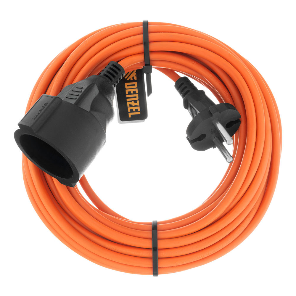 Удлинитель-шнур силовой Garden Series, ПВС, 10м, 1 розетка 3 x 1,5 мм, Denzel (37407)