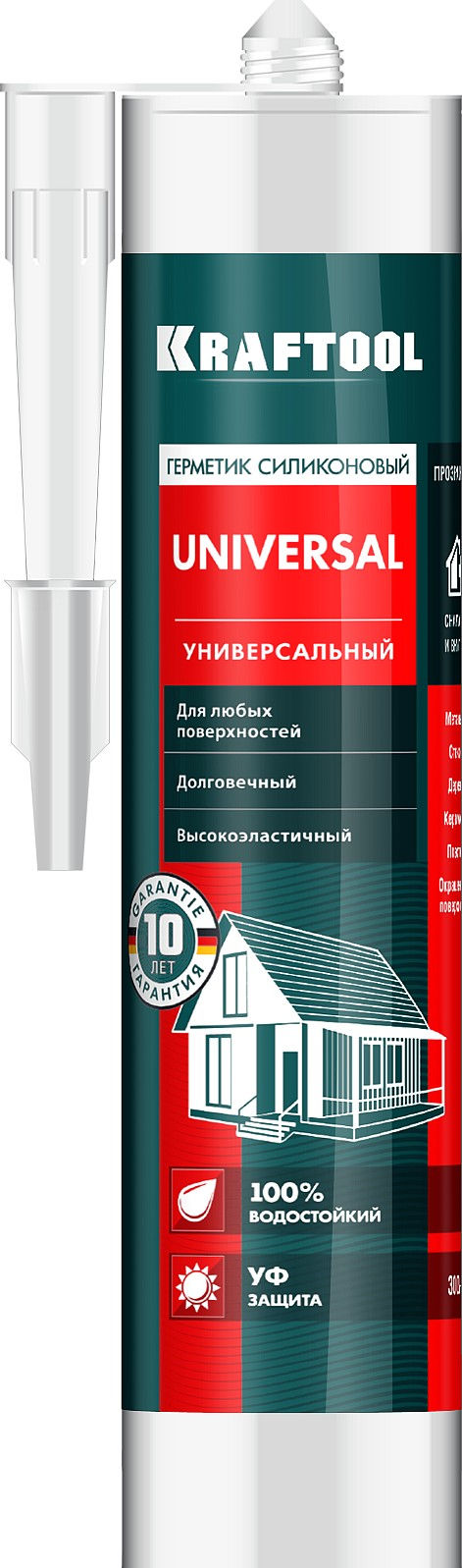 Универсальный силиконовый герметик UNIVERSAL, 300 мл, прозрачный KRAFTOOL 41253-2