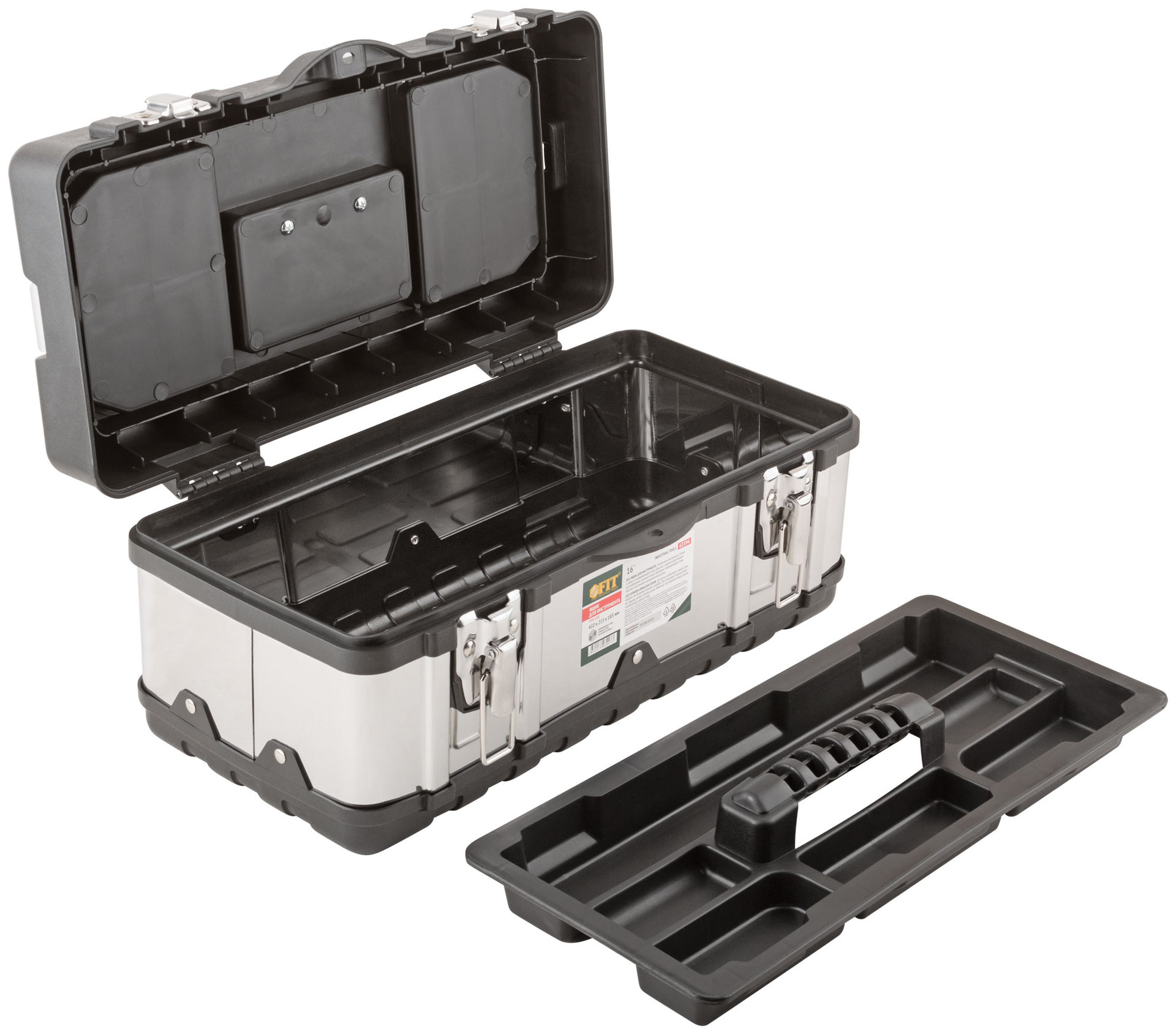 Ящик для инструмента пластиковый 16 ( 410х215х185 мм ) замки и стенки нерж. сталь