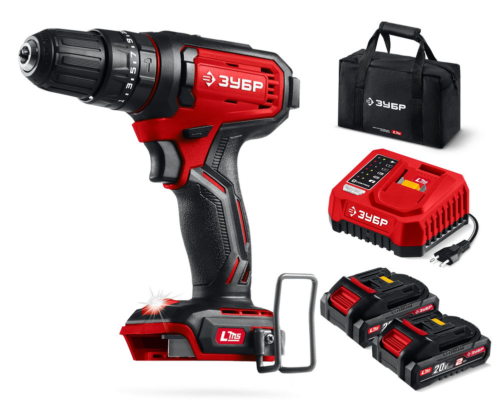 Дрель-шуруповерт ударная 20 В 40 Н·м 2 АКБ LMS 2 А·ч сумка ЗУБР ДШУ-40-22