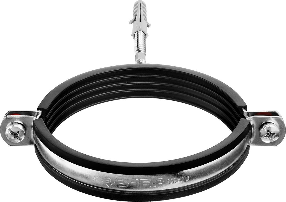 Хомут трубный с сантехнической шпилькой и дюбелем 4, цинк, 1 шт ЗУБР 37866-107-116