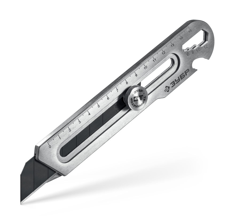 Цельнометаллический нож с винтовым фиксатором 25 мм Профессионал ЗУБР Терминатор-25 09186