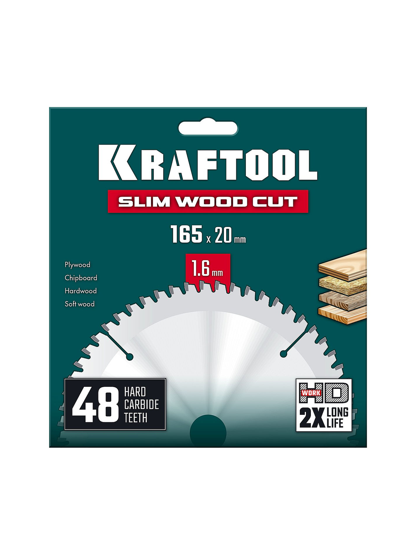 Диск пильный по дереву Slim wood cut, 165 х 20 x 1.6 мм, 48Т KRAFTOOL 36955-165-20-48