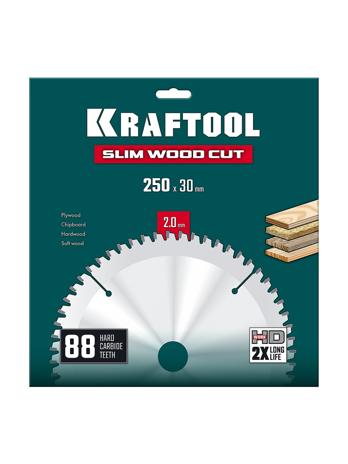 Диск пильный по дереву Slim wood cut, 250 х 30 x 2.0 мм, 88Т KRAFTOOL 36955-250-30-88