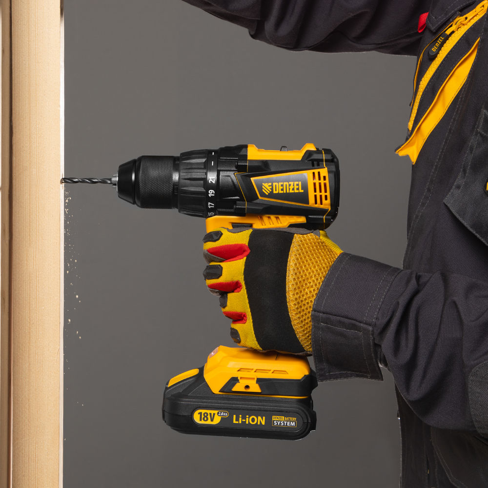 Дрель-шуруповерт аккумуляторная, бесщет. BLDL-IB-18-02, Li-Ion, 18 В, 2 акк. Denzel (26121)