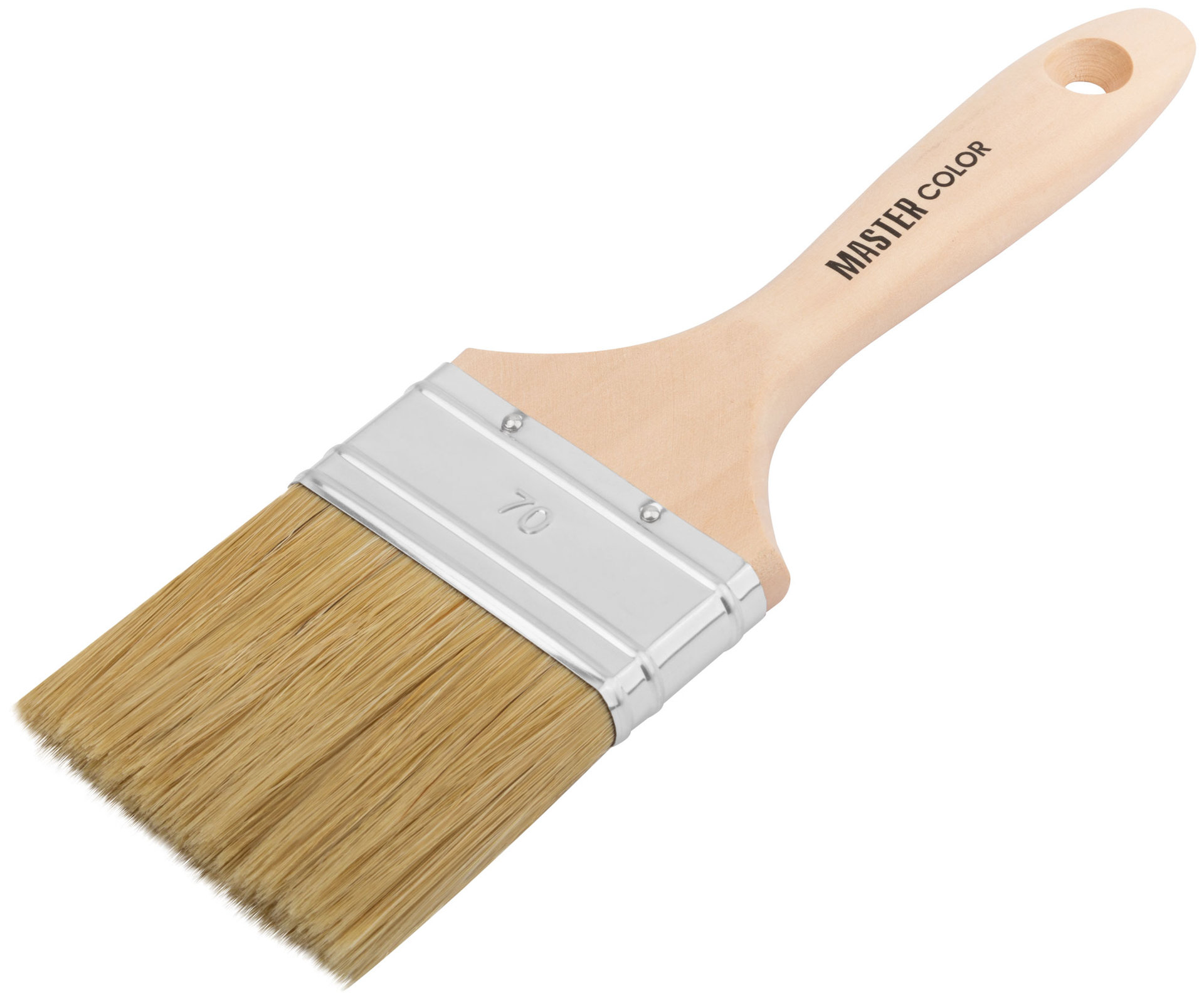 Кисть флейцевая, толщ. 18 мм, 50% ПБT/50% светлая натур. щетина, нерж. обжим, ширина 70 мм (30-0045д)