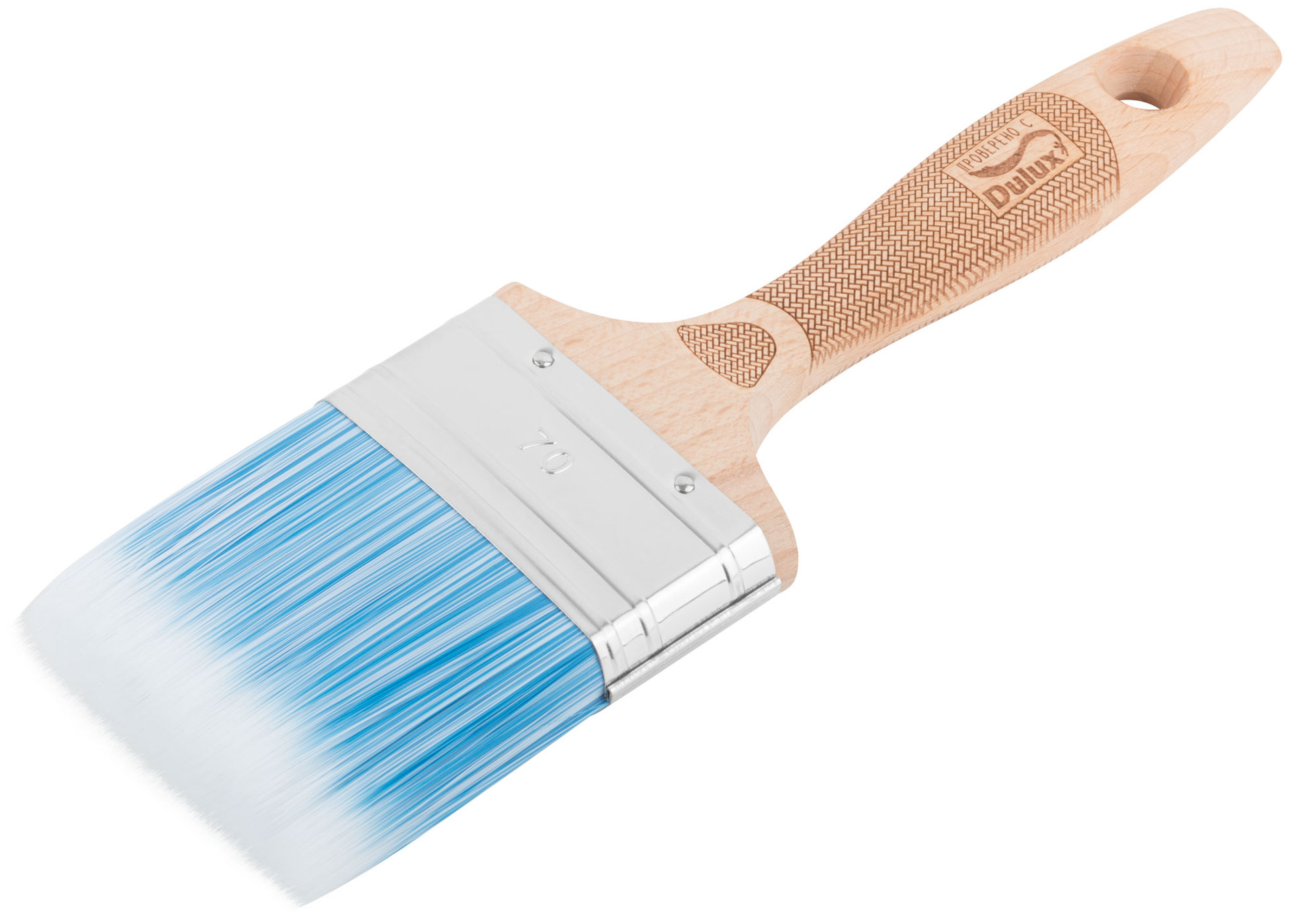 Кисть флейцевая, толщ. 18 мм, ПБТ-щетина, нерж. обжим., буковая ручка, ширина 70 мм (30-0035)