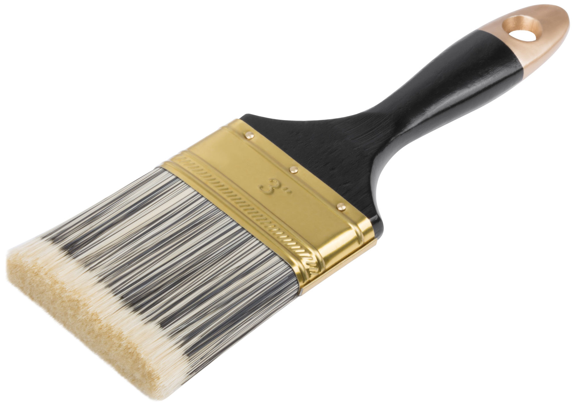 Кисть флейцевая Стайл, искусственная черно-белая щетина, деревянная ручка 3 (75 мм) (01187)