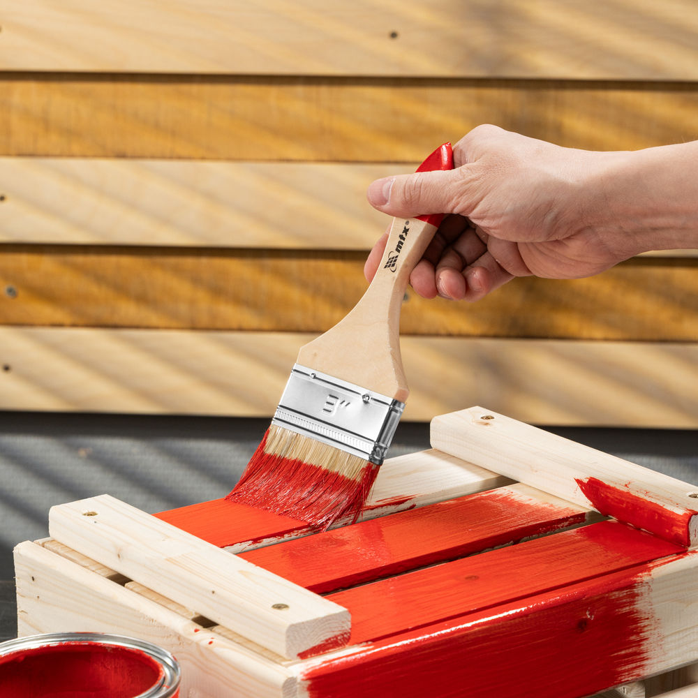 Кисть плоская Стандарт 3 (75 мм) натуральная щетина, деревянная ручка MTX (82540)