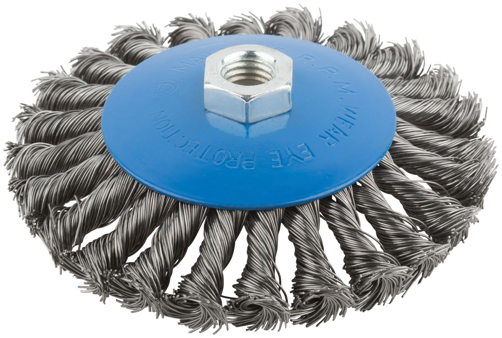 Корщетка, тип колесо с наклоном, гайка М14, стальная витая проволока 125 мм (38938М)