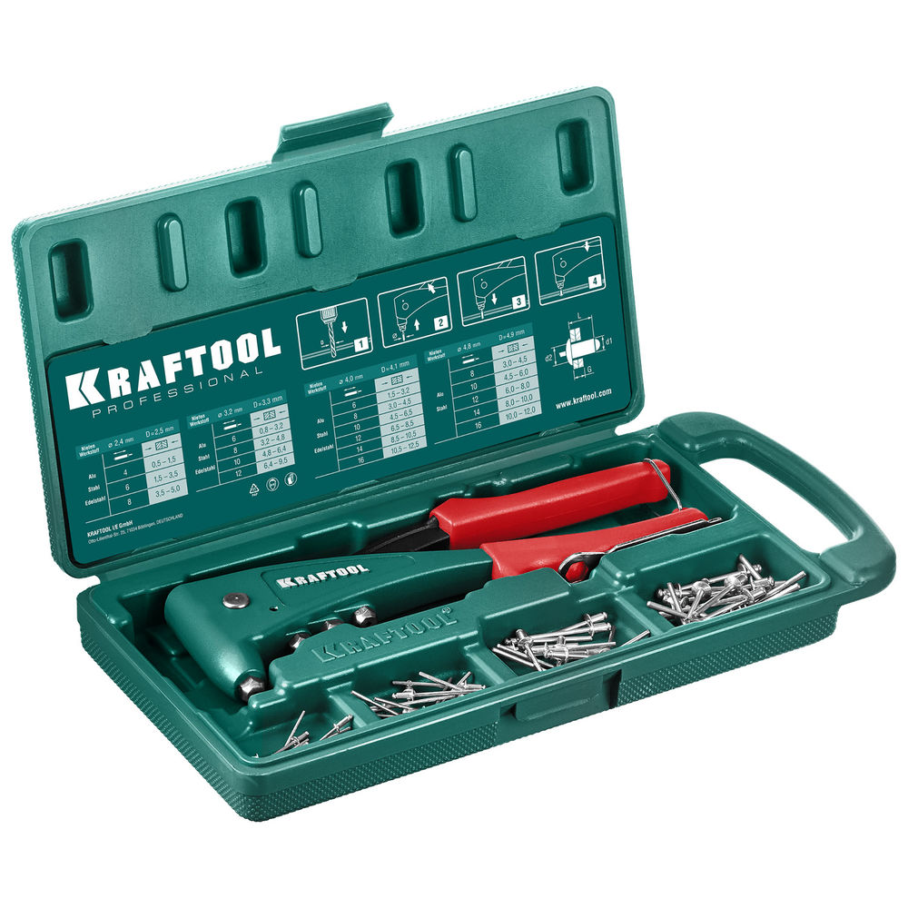 Литой заклепочник X-5F, 2.4–4.8 мм, удержание заклепки, в кейсе KRAFTOOL 31173-H6_z01