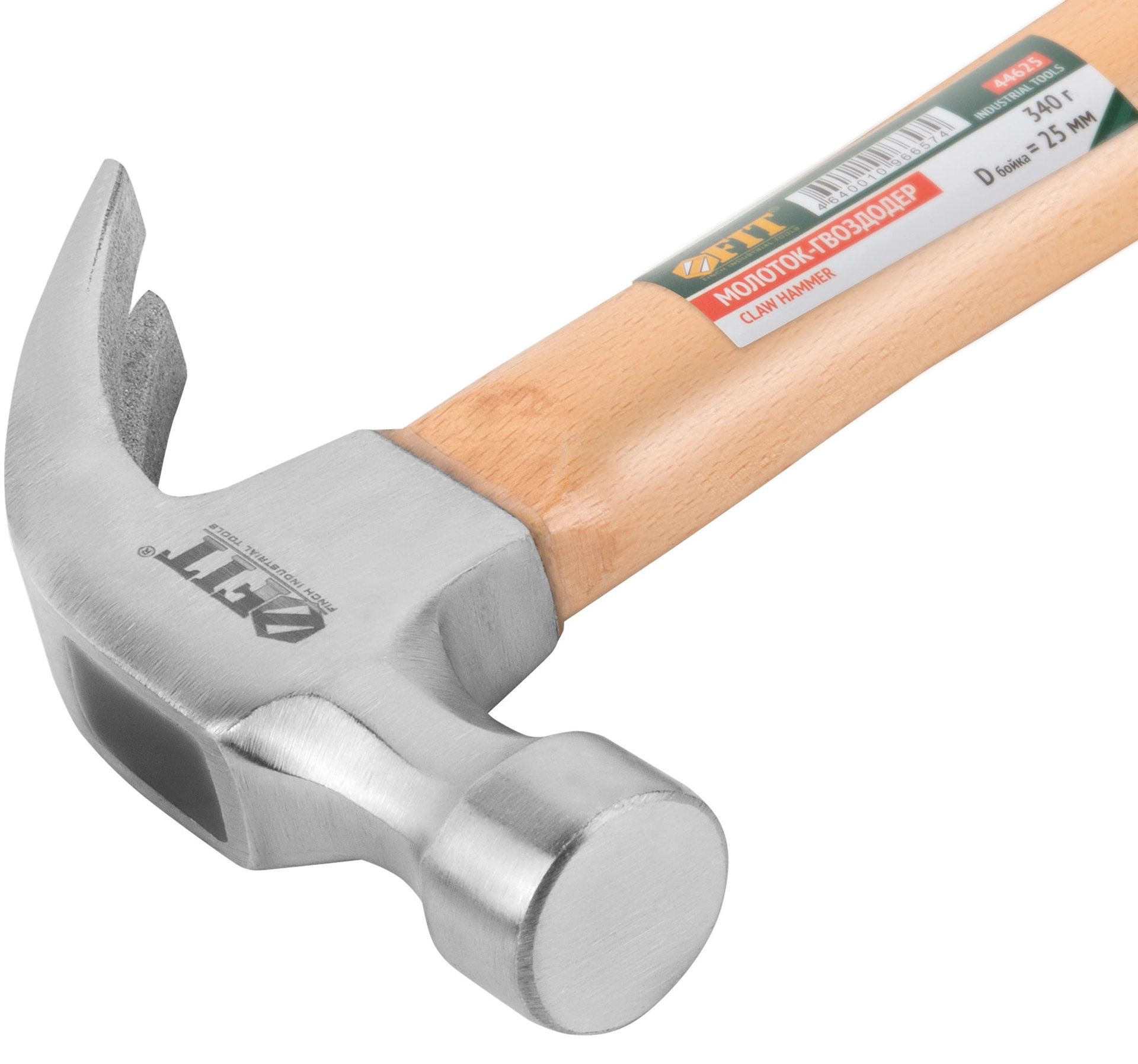 Молоток-гвоздодер, деревянная ручка 25 мм, 340 гр. (44625)