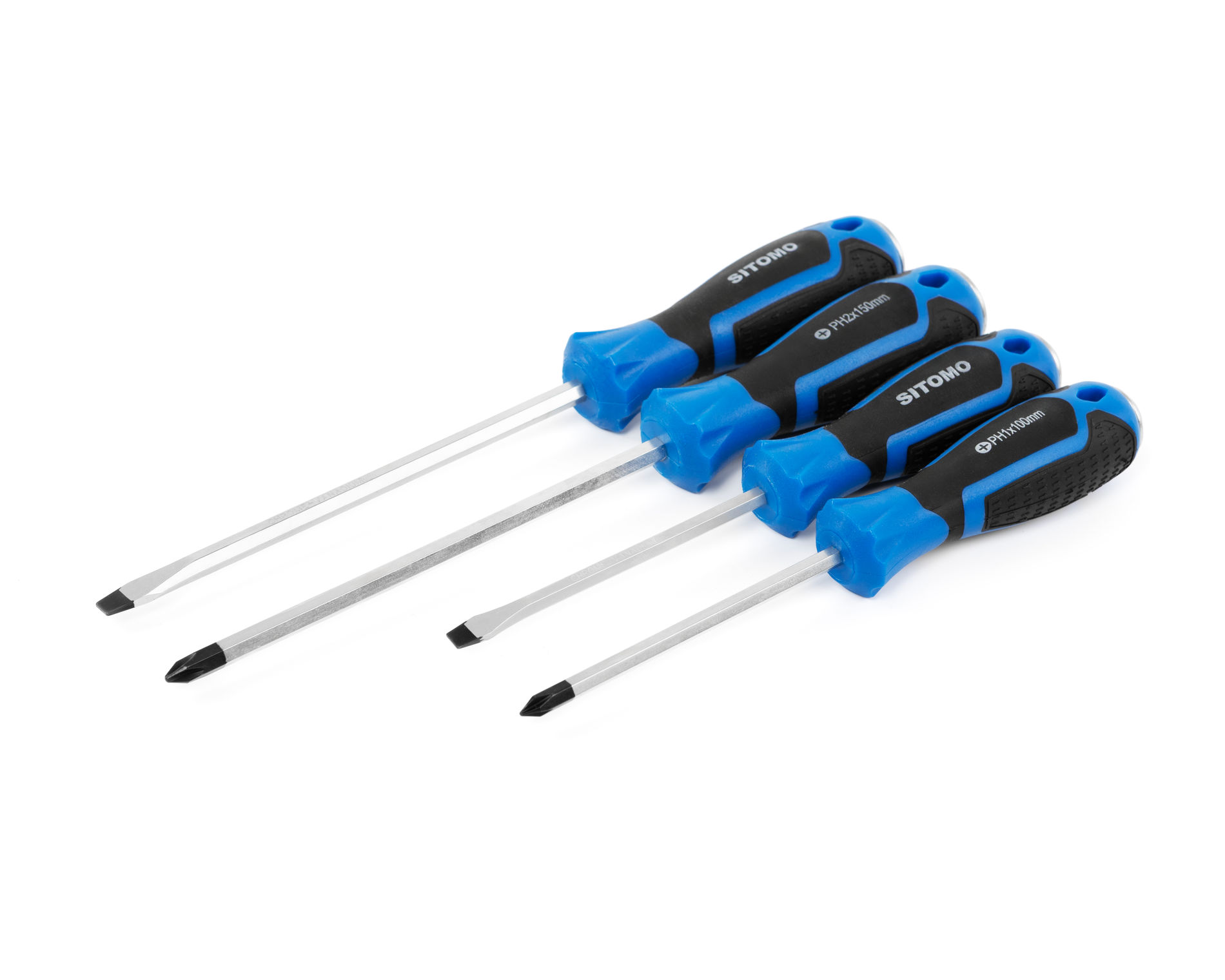 Набор отверток усиленных (ударных) 4 предмета (PH1x100, PH2x150; SL5x100, SL6x150) CrV SITOMO