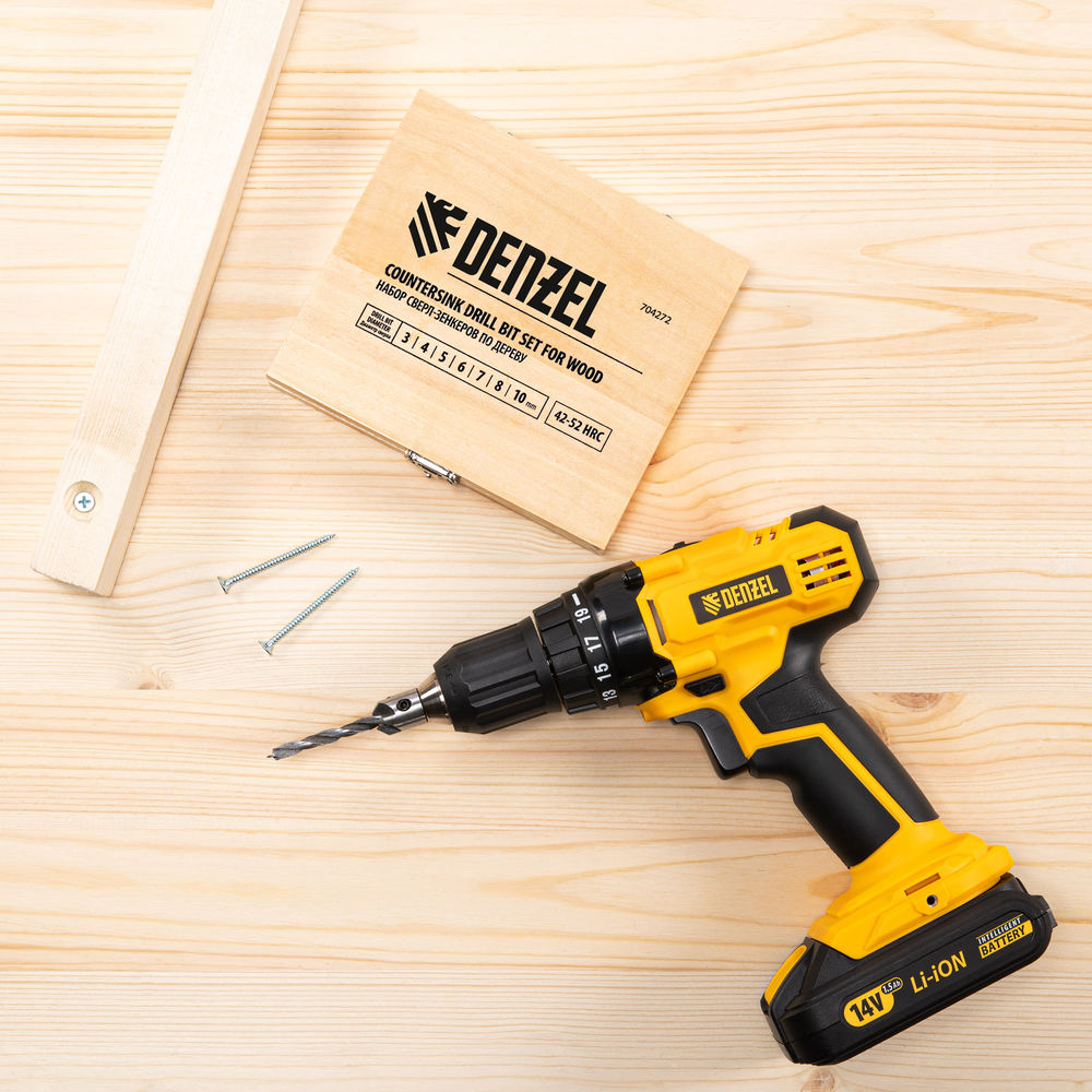 Набор сверл зенкеров по дереву, 3-10 мм, 7 шт Denzel (704272)
