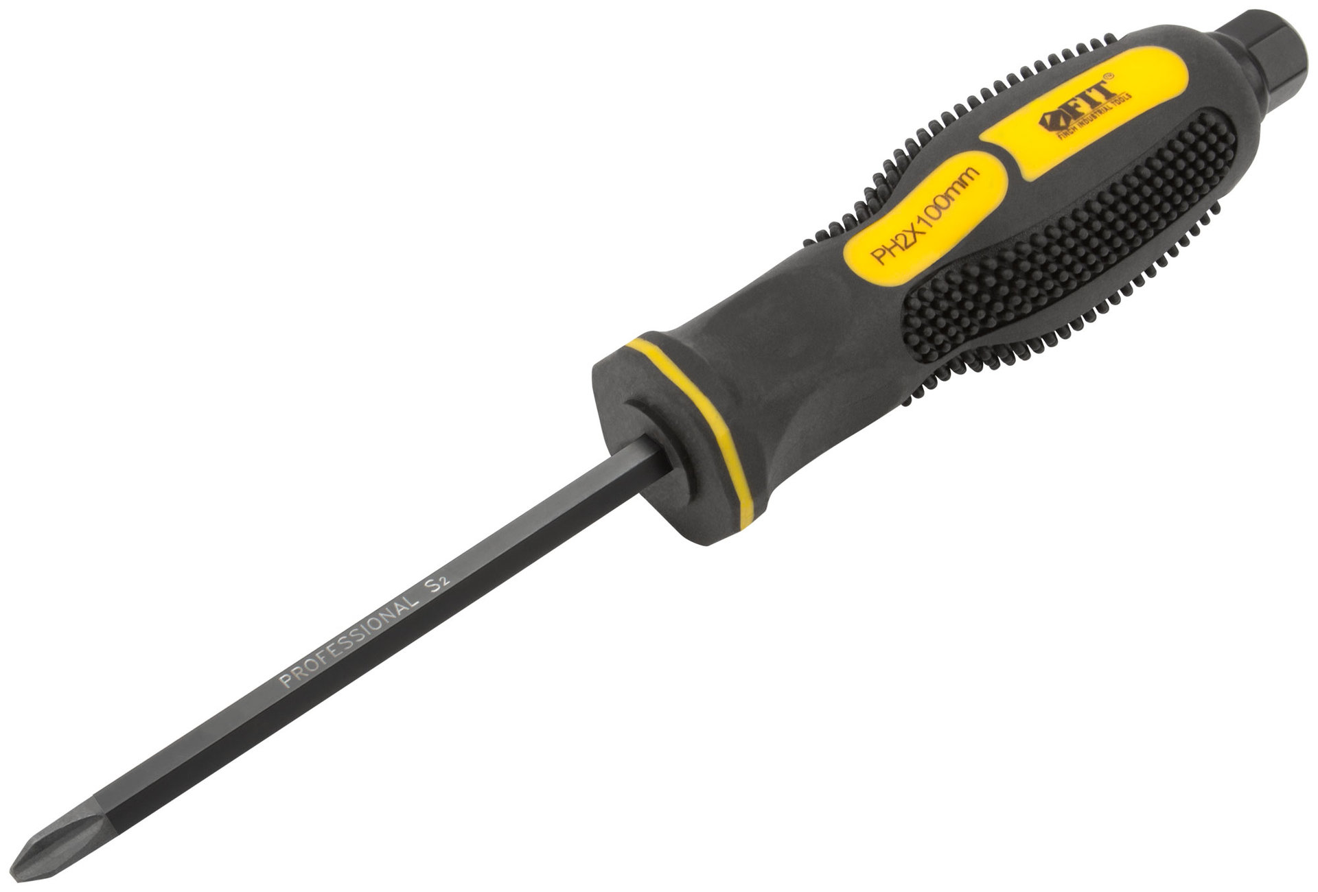 Отверткa ударная, сталь S2, шестигран.жало, боек под ключ, прорезиненная ручка, Профи 6х100 мм PH2