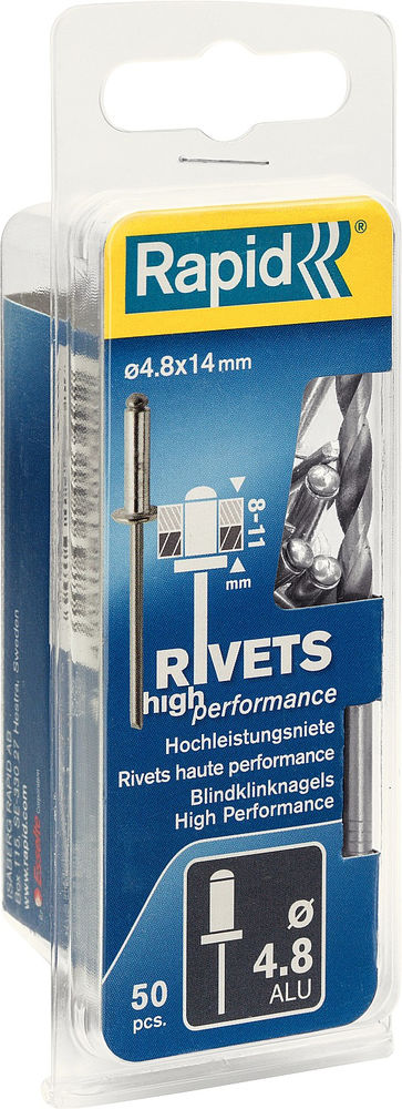 Алюминиевая заклепка 4.8 х 14 мм, 50 шт RAPID 5000389