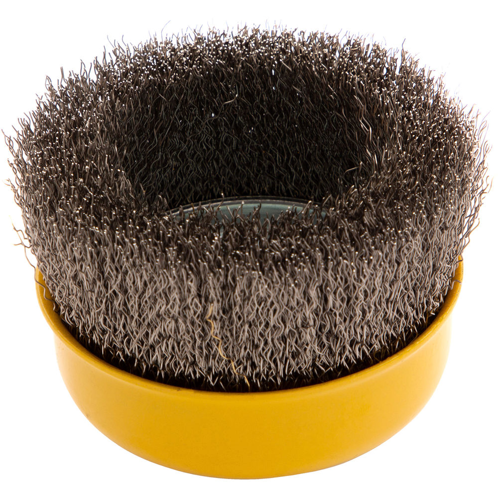 Щетка для УШМ, 100 мм, Чашка, витая нержавеющая проволока 0.3 мм, М14 Denzel (746053)