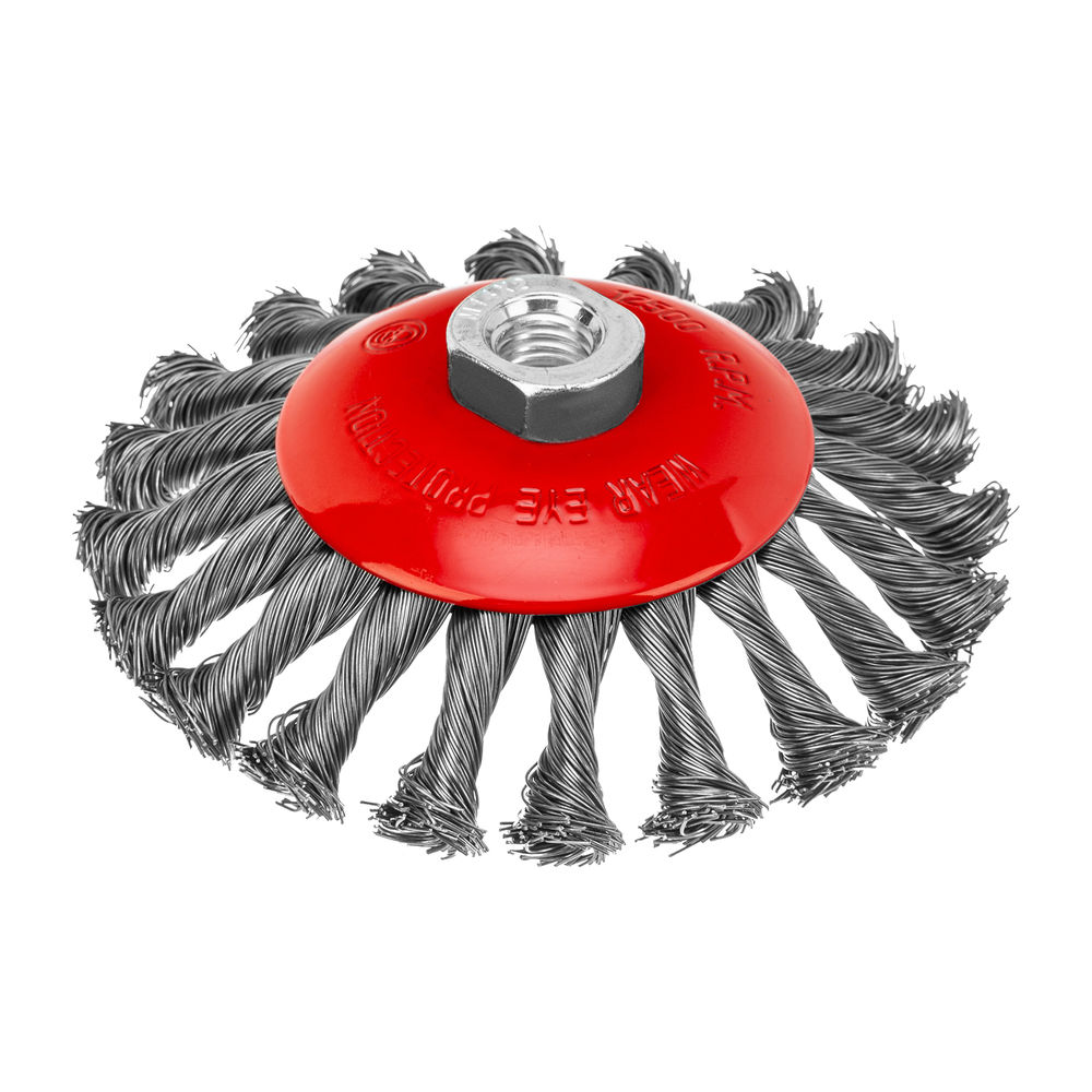 Щетка для УШМ, 125 мм, М14, тарелка, крученая проволока 0.5 мм Matrix (74611)