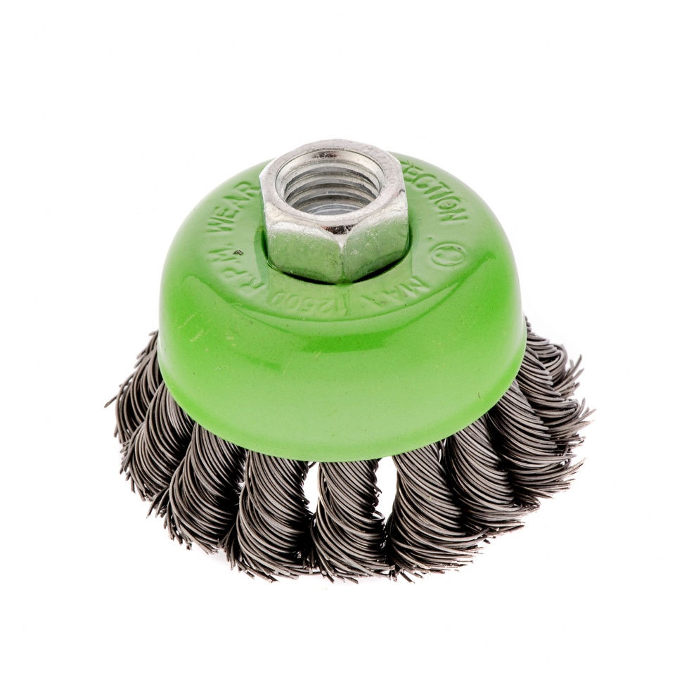 Щетка для УШМ, 65 мм, М14, чашка, крученая проволока 0.5 мм Сибртех (746207)