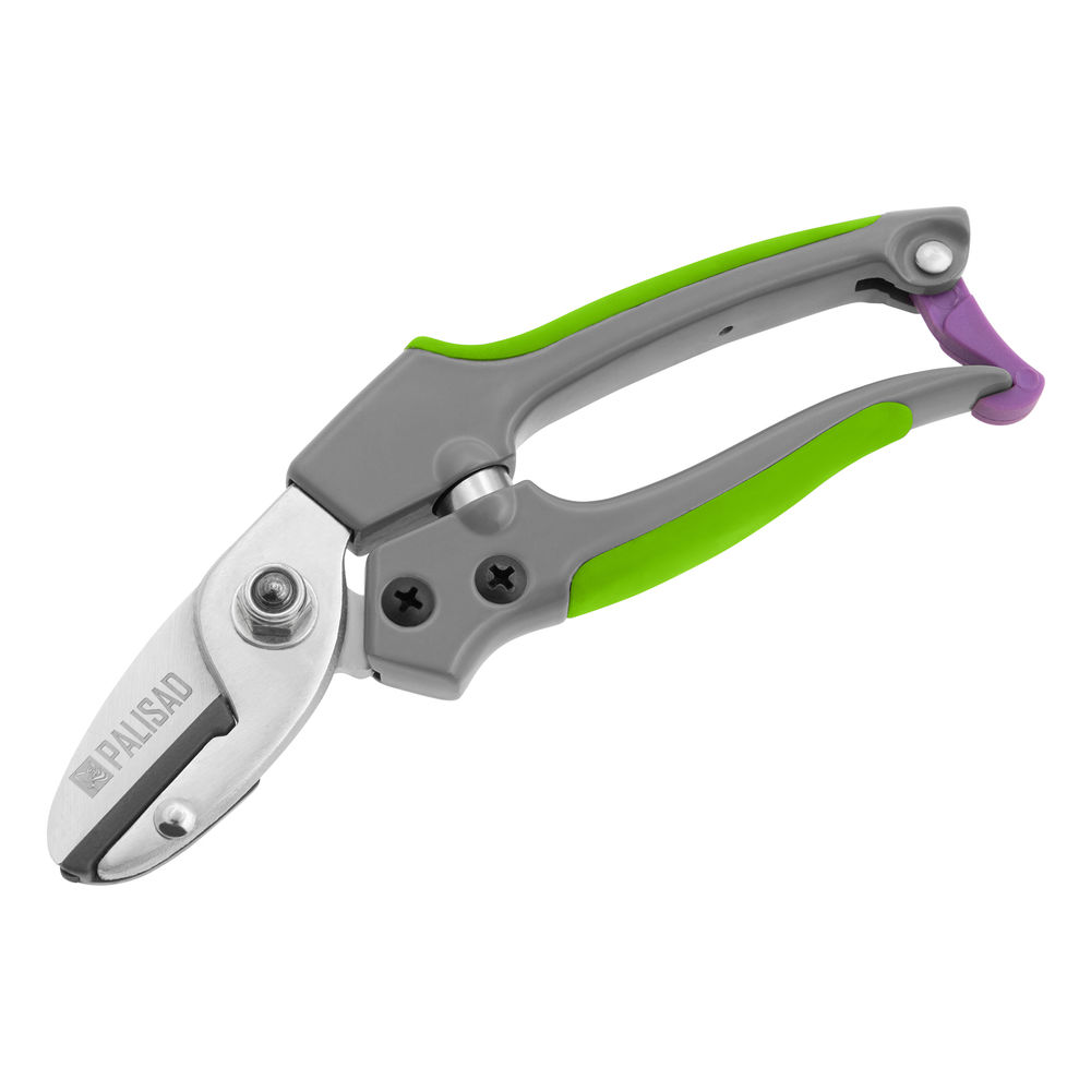 Секатор с наковальней, 170 мм, металлические обрезиненные рукоятки, Palisad (60490)