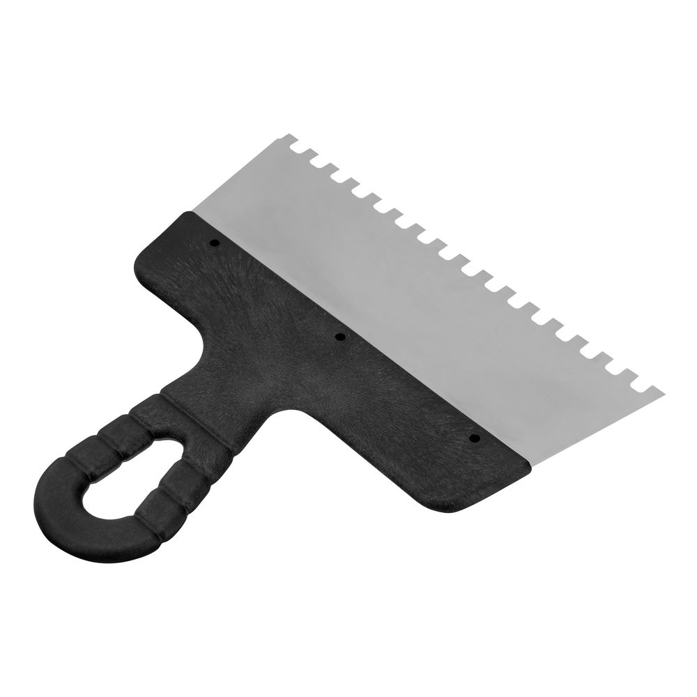 Шпатель из нержавеющей стали, 200 мм, зуб 6 х 6 мм, пластмассовая ручка Сибртех (85464)