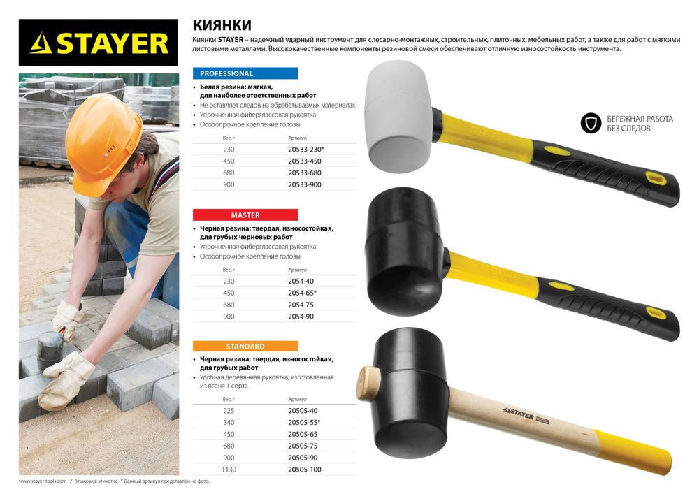 Киянка резиновая чёрная 900 г Professional STAYER 2054-90