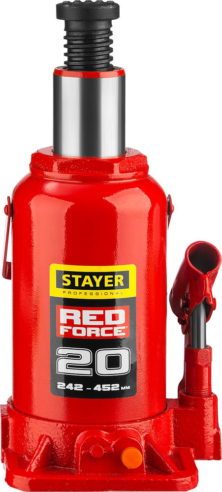 Домкрат бутылочный гидравлический 20 т, 242 - 452 мм RED FORCE Professional STAYER 43160-20