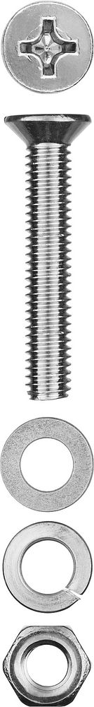 Винт с гайкой и шайбами M5?40 мм DIN 965 цинк 12 шт ЗУБР 303456-05-040