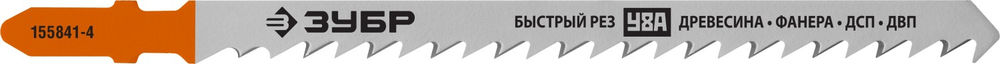 Полотна для лобзика раб. длина 110 мм T344D T-хвост. по дереву шаг зуба 4 мм (6TPI) 2 шт У8А сталь Профессионал ЗУБР 155841-4