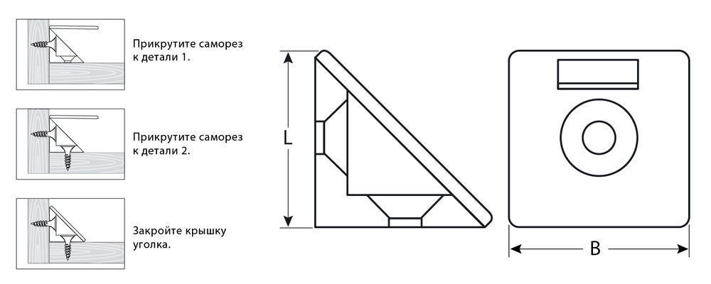 Мебельный уголок с шурупом 4.0 x 15 мм 4 шт цвет черный ЗУБР 4-308256-7