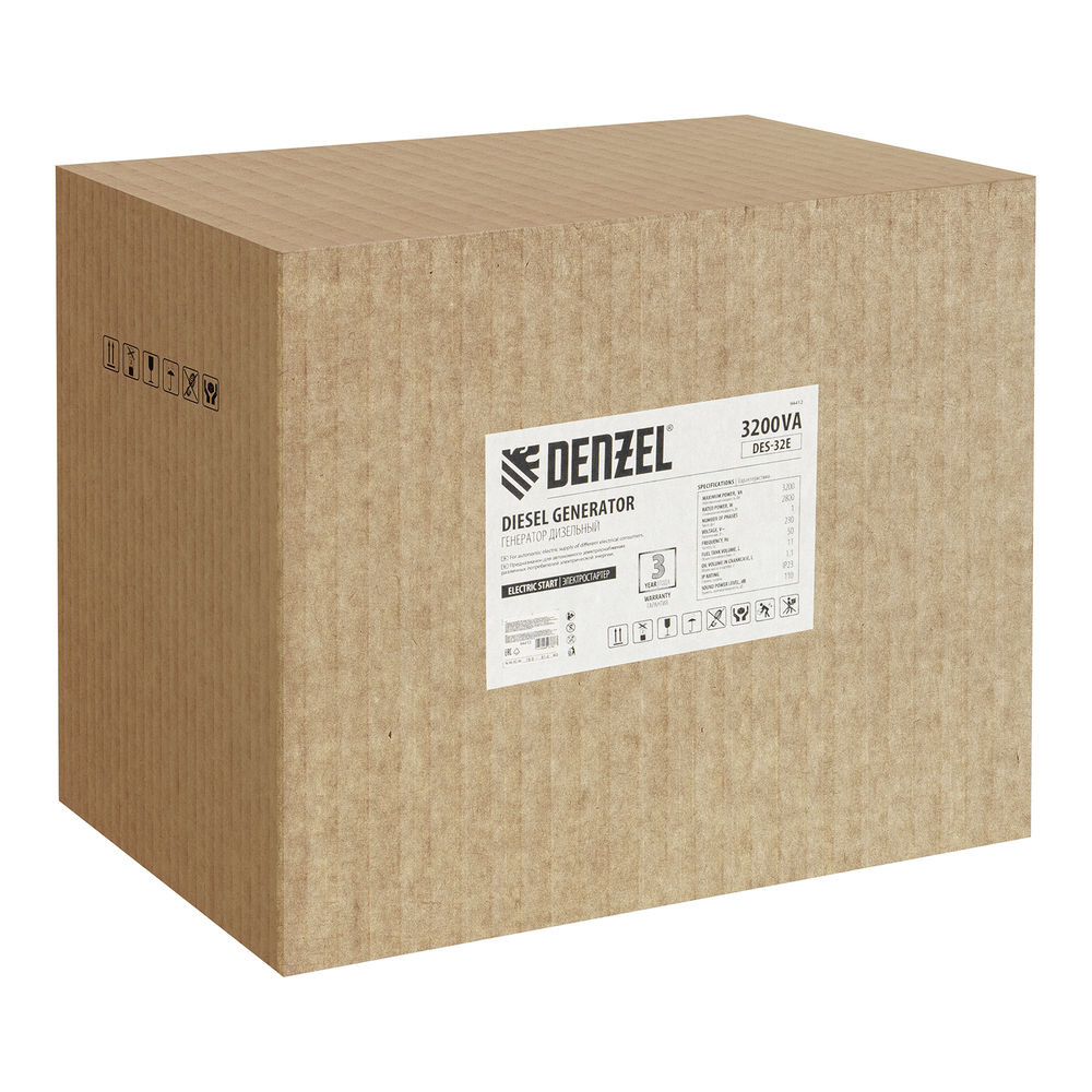 Генератор дизельный DES-32E, 3,2 кВт, 230 В, 11 л, электростартер Denzel (94412)