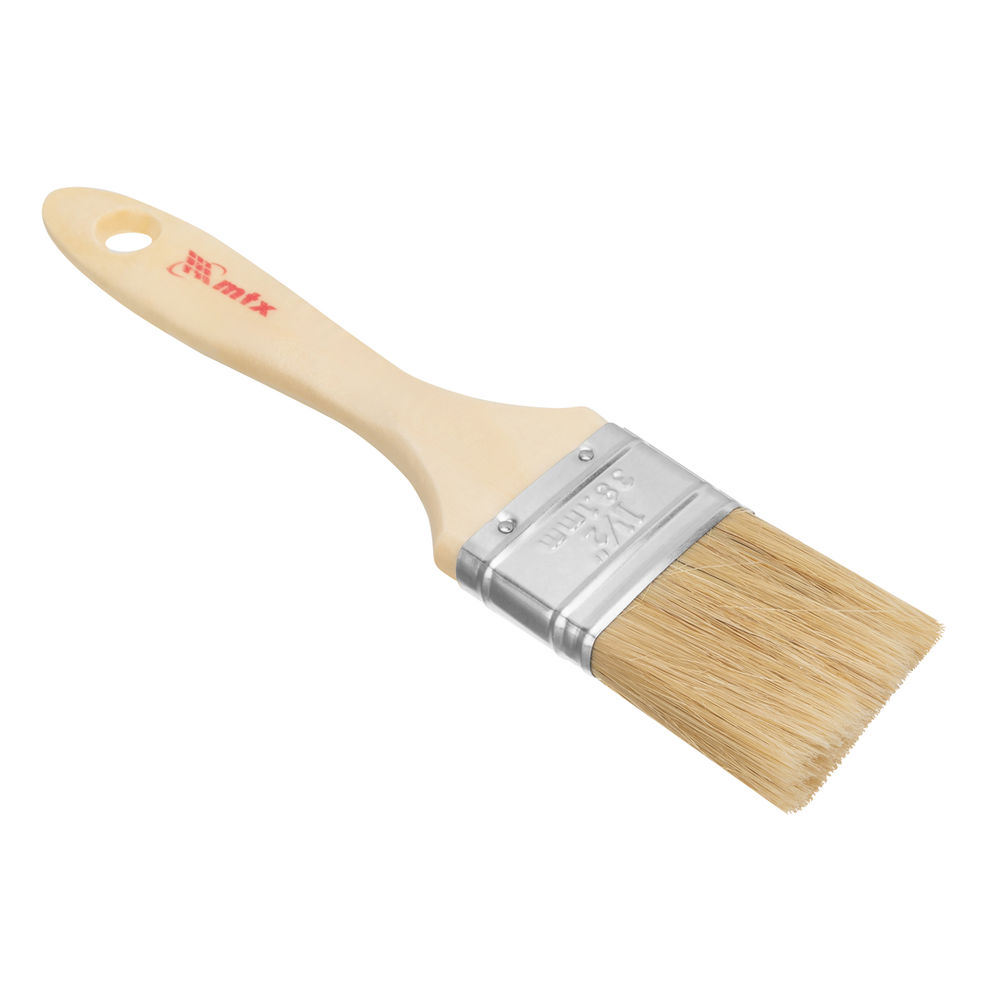 Кисть плоская Евро 1.5, натуральная щетина, деревянная ручка MTX (83052)