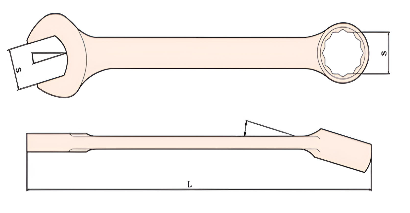 Ключ гаечный комбинированный 10х10 искробезопасный сплав AlCu 136-10, HORTZ