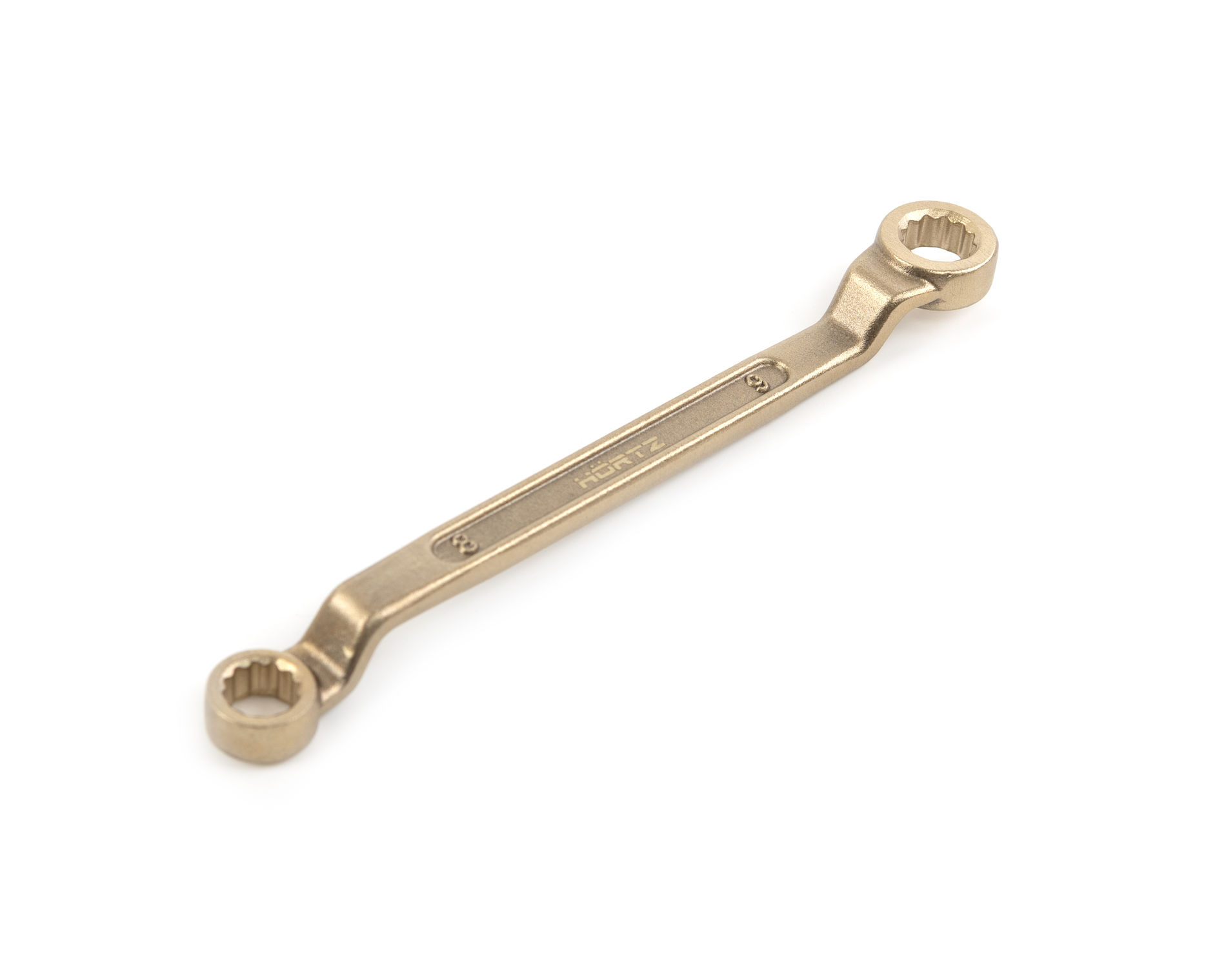 Ключ гаечный накидной двусторонний коленчатый 8х9 искробезопасный сплав AlCu 151-0809, HORTZ