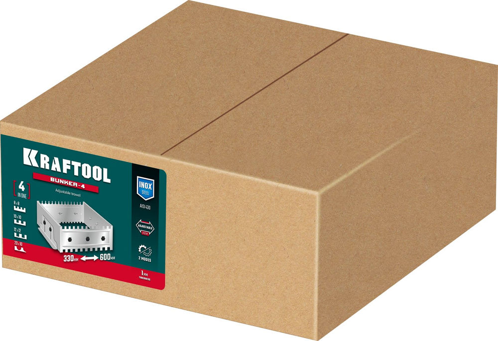 Раздвижная гребенка для плитки зуб 8 10 12 мм полукруг 10?20 мм нерж. сталь BUNKER-4 KRAFTOOL 08081