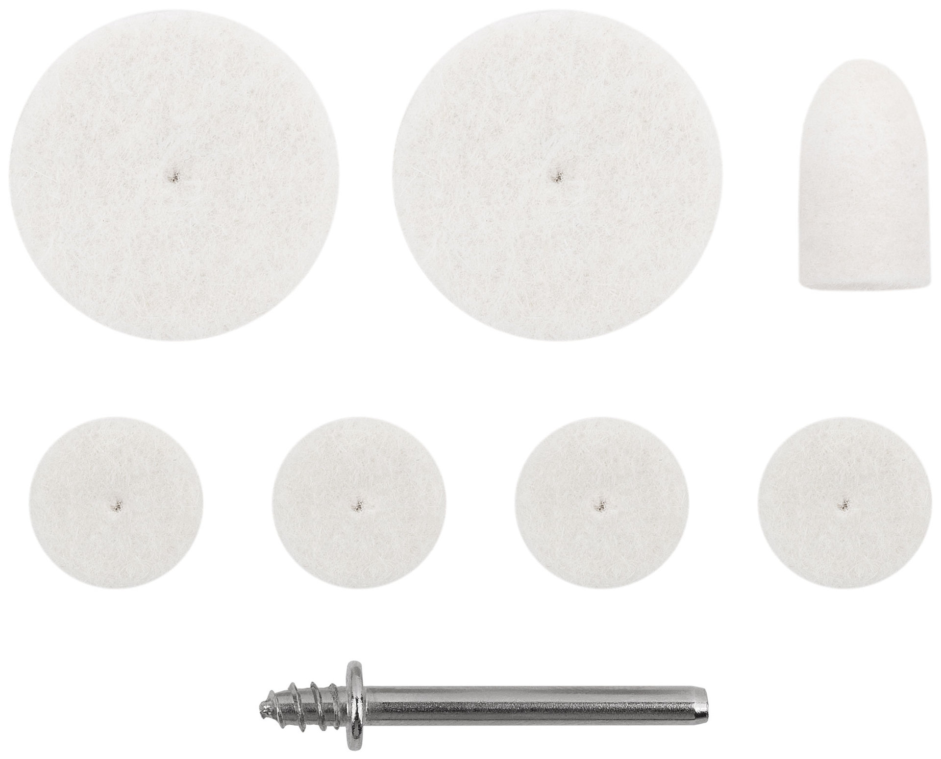 Круги фетровые, набор 7 шт. + штифт (36926)