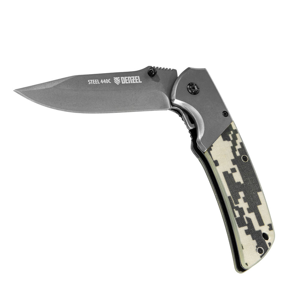 Нож складной, многоцелевой, системы Liner-Lock, с накладкой G10 на классической рукоятке Denzel (79207)