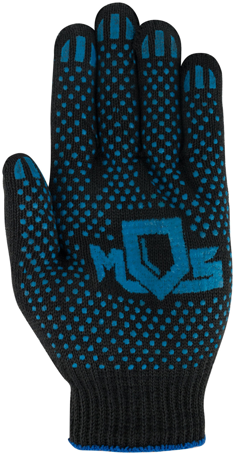 Перчатки вязаные упрочненные ( 5 нитей ) черные х/б с ПВХ (12497)