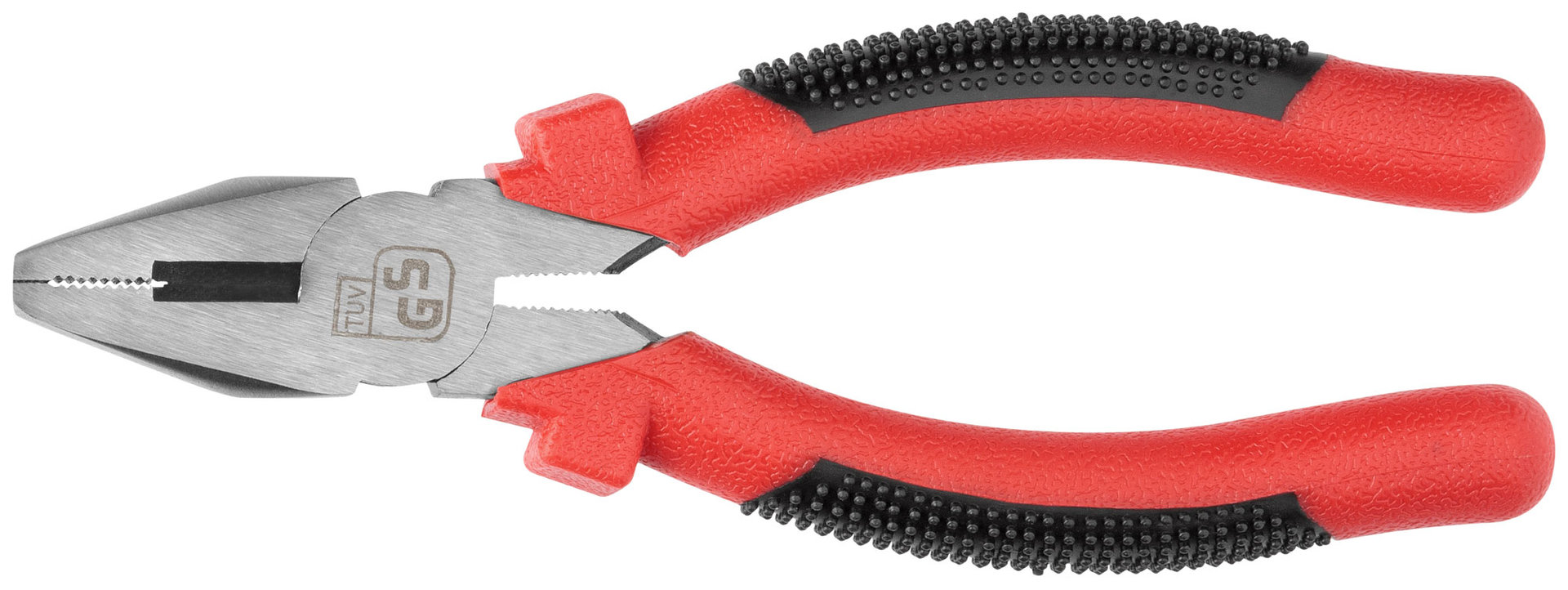 Плоскогубцы комбинированные Стандарт красно-черные пластиковые ручки, полированная сталь 165 мм (48165)