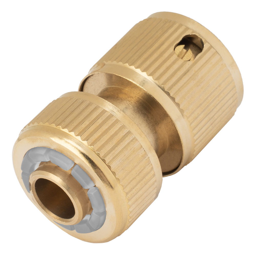 Соединитель латунный, быстросъемный для шланга 1/2, аквастоп Palisad (66240)
