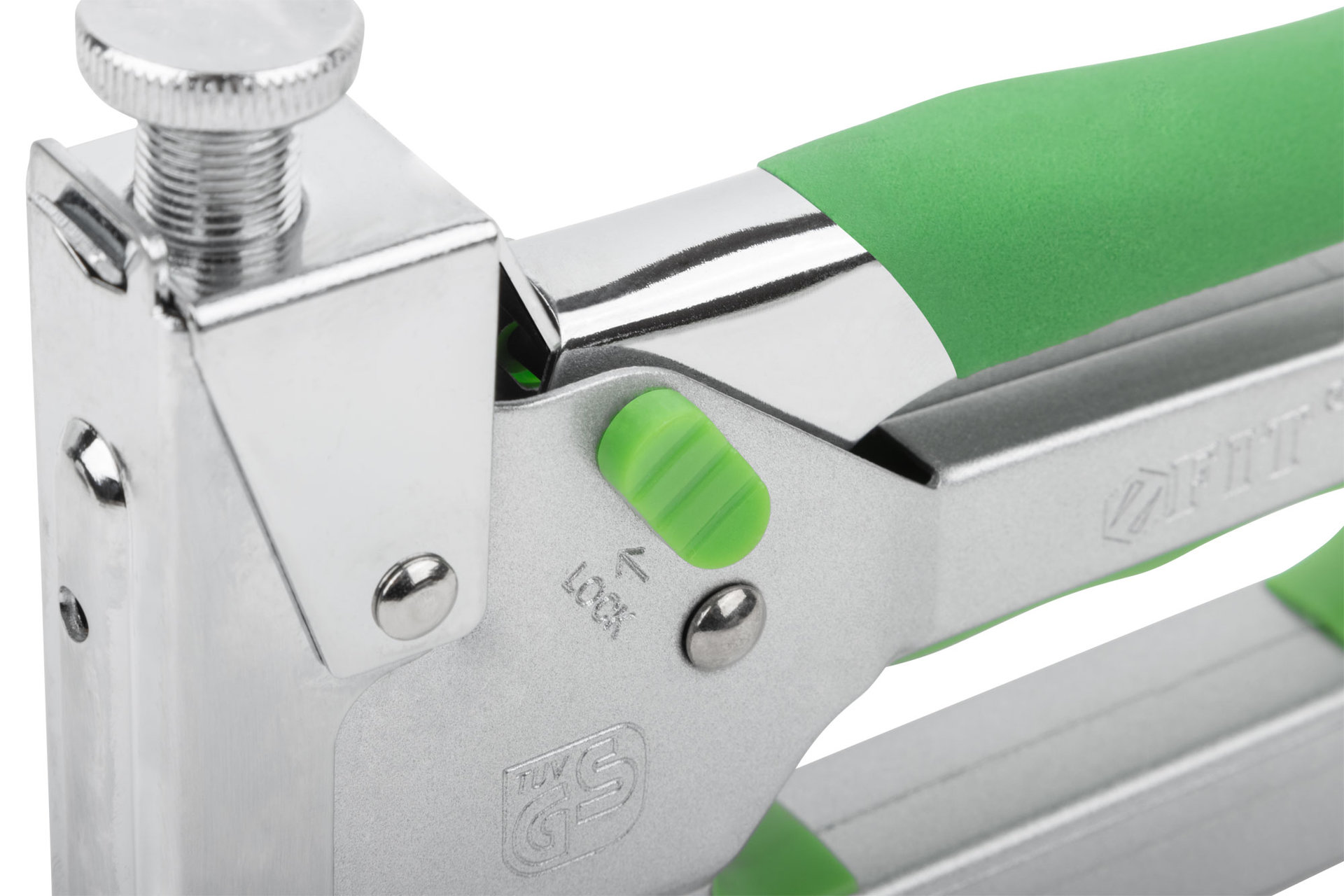 Степлер 5-в-1 для широких скоб тип 140, тип 53F, тип 28, тип 300, тип 500, 4-14 мм, регулировка силы удара, встроенный блокиратор (32153)