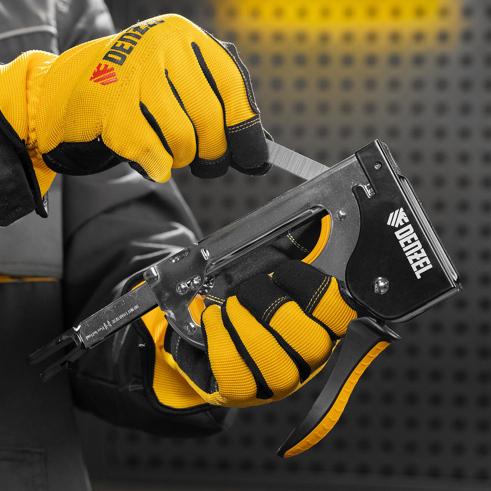 Степлер металл., скобы в комплекте, плавная регулировка удара, 2К рукоятка, тип 53, 4-14 мм Denzel (40223)