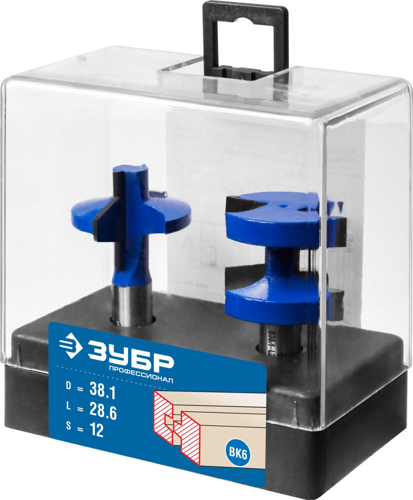 Набор фрез пазо-шиповых 38.1?28.6 мм хвостовик 12 мм ЗУБР Профессионал 28731-38.1-H2