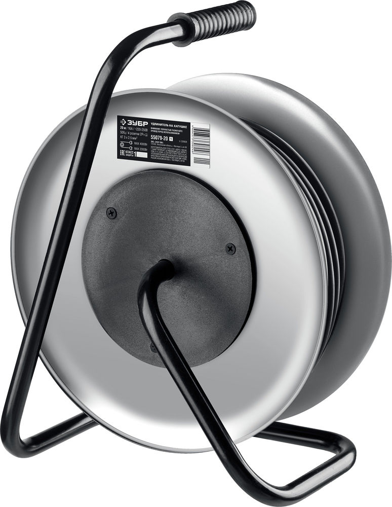 Удлинитель силовой на стальной катушке КГ-325 КГ 3 x 2.5 мм2, 20 м, 4000 Вт, IP44 ЗУБР Профессионал 55079-20_z01