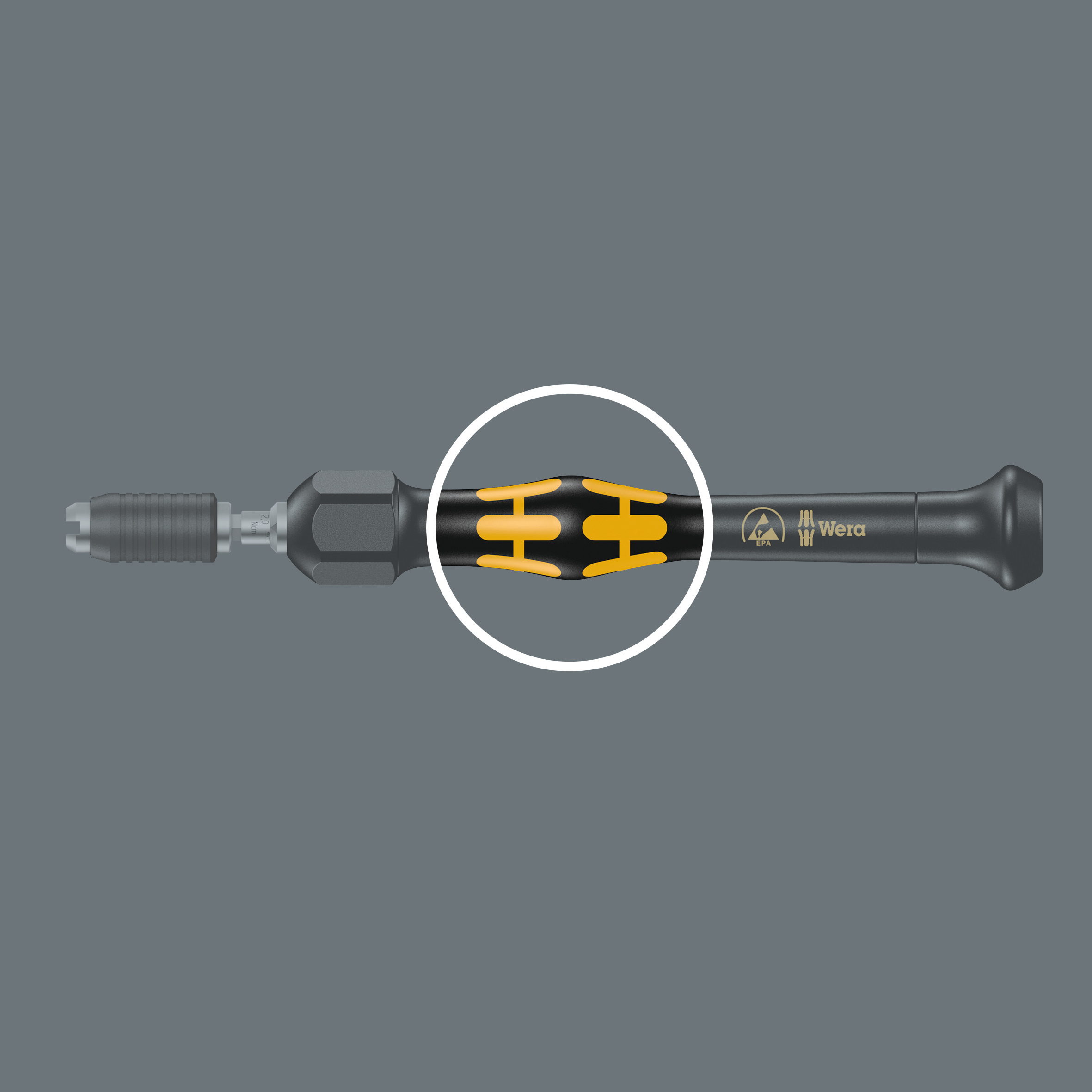 Отвёртка-битодержатель динамометрическая антистатическая 0.02-0.06 Нм Halfmoon/HIOS 4 мм лупа ESD Kraftform Micro серия 1430 Wera WE-074802