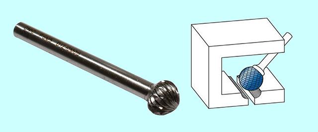 Борфреза сферическая d12х10х6х65 Р6М5 Х-образн. насечка CNIC (D12 10М06)