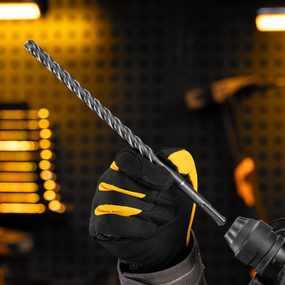 Бур по бетону, цельная крестовая пластина, 12x265 мм, SDS PLUS Denzel (705317)